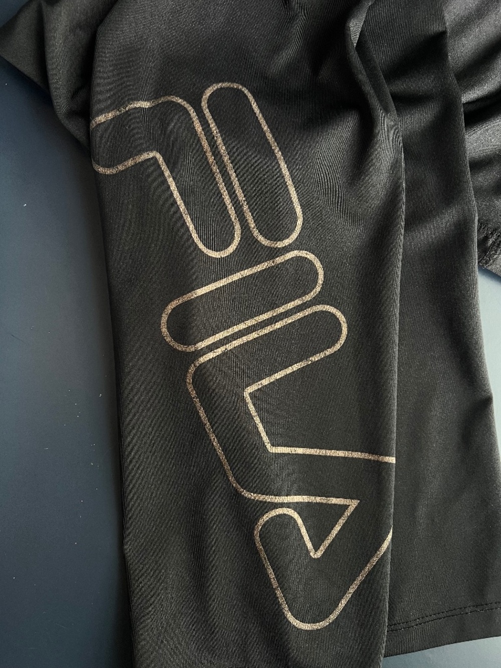 Fila Leggings – Black with Gold Logo Print – Size 2X